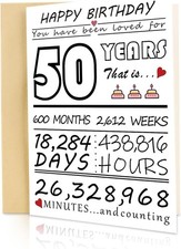 50th Birthday Card for Women Men, 50th Birthday Gift for Her Him, 50th Birthday