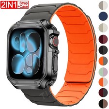 Silicone Band Case For Apple Watch 11 10 9 8 7 6 5 SE Ultra 3 Magnetic Strap
