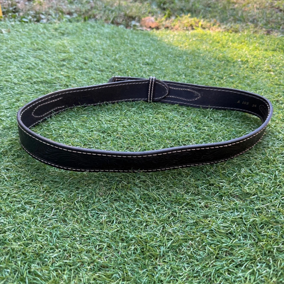 Cinturón Nocona Talla 34 Vintage Cuero Tooled Western Alpaca México Hebilla Foto 4 de 4