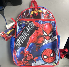 Marvel Spider-Man Kids Backpack Red Blue Polyester Outer Pockets Top Handle
