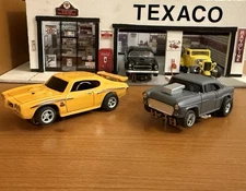 HTF Two-Lane Blacktop H.O. Resin ‘71 GTO Judge & ‘55 Bel Air Mega G Slot Car Set