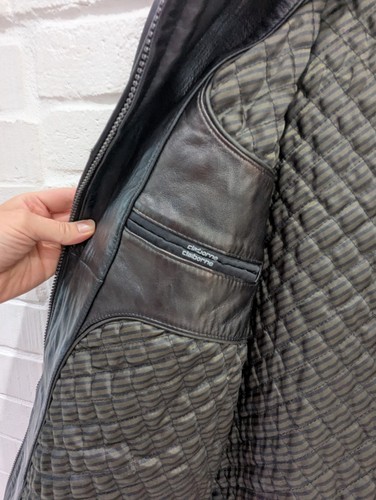 Men's Claiborne Black Lambskin Leather Full Zip Coat Jacket - Size XL Vintage - Picture 8 of 16