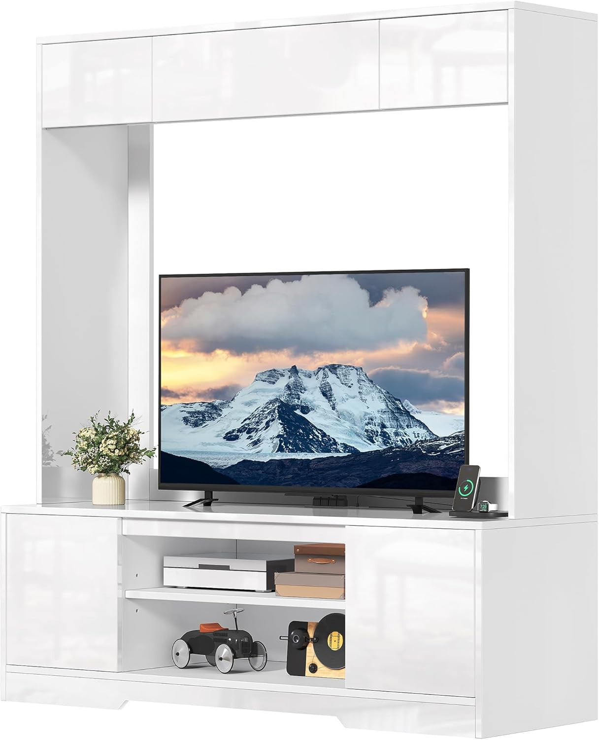 Modern Entertainment Center for 65" TV with Storage & Power Outlets