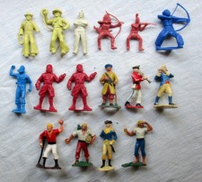 Lot of 16 Hard Plastic Rubber Toy Figurines Cowboy, Indian, Pirates