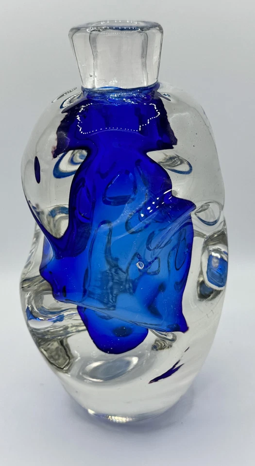 Decantador venezolano ICET Arte cristal de Murano por Bruno Ava azul transparente Sommerso 1980 Foto 4 de 4
