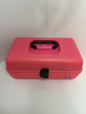 Caboodle Make Up Storage Jewelry Box Hot Pink 1990s Vintage Sliding Black Trays