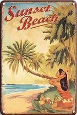 Tin Metal Signs Home D cor Hawaii Sunset Beach Vintage Hawaiian Visit Hawaii Pla