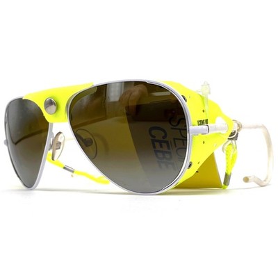 Vintage CEBE 0196 glacier sport sunglasses - France 90's - Large - White/Yellow