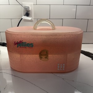 Rare Vtg Caboodles Jellies Large  Model 2642 Pink Organizer Vanity Makeup Case