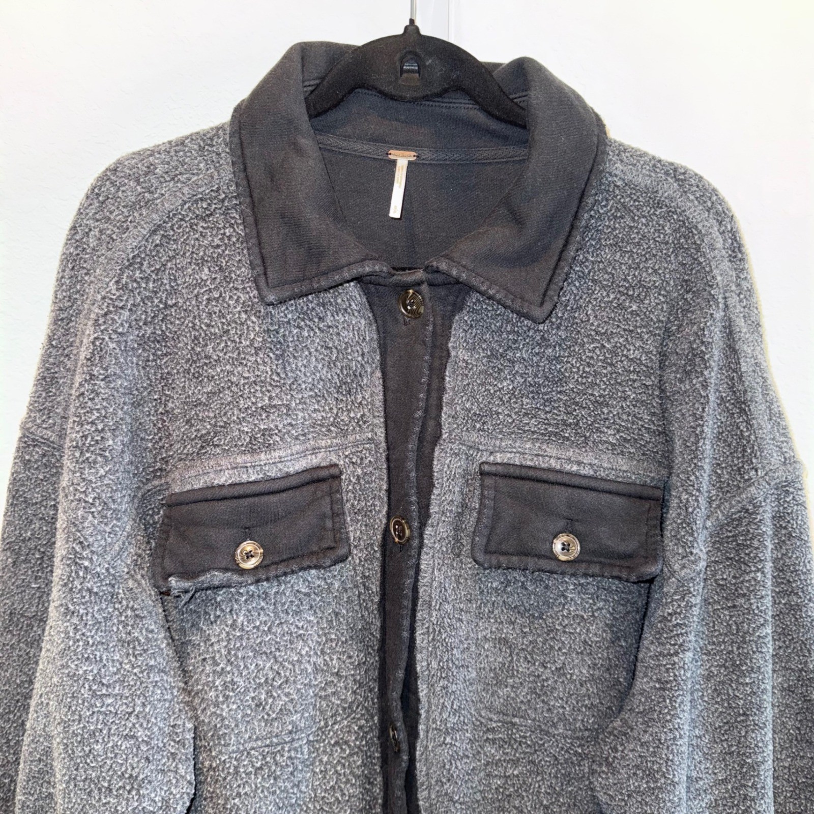Free People Ruby Jacket Gray Button Front Utility… - image 6
