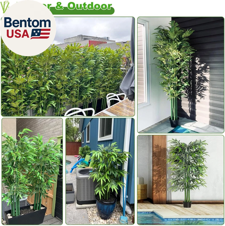 4/5/6Ft Artificial Bamboo Tree 10 Pack, Fake Bamboo Plant with Encrypted Silk Le - Image 3 of 4