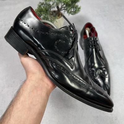 Jeffrey West Black Leather Pointed Toe Brogues Size 11.5  Men Black