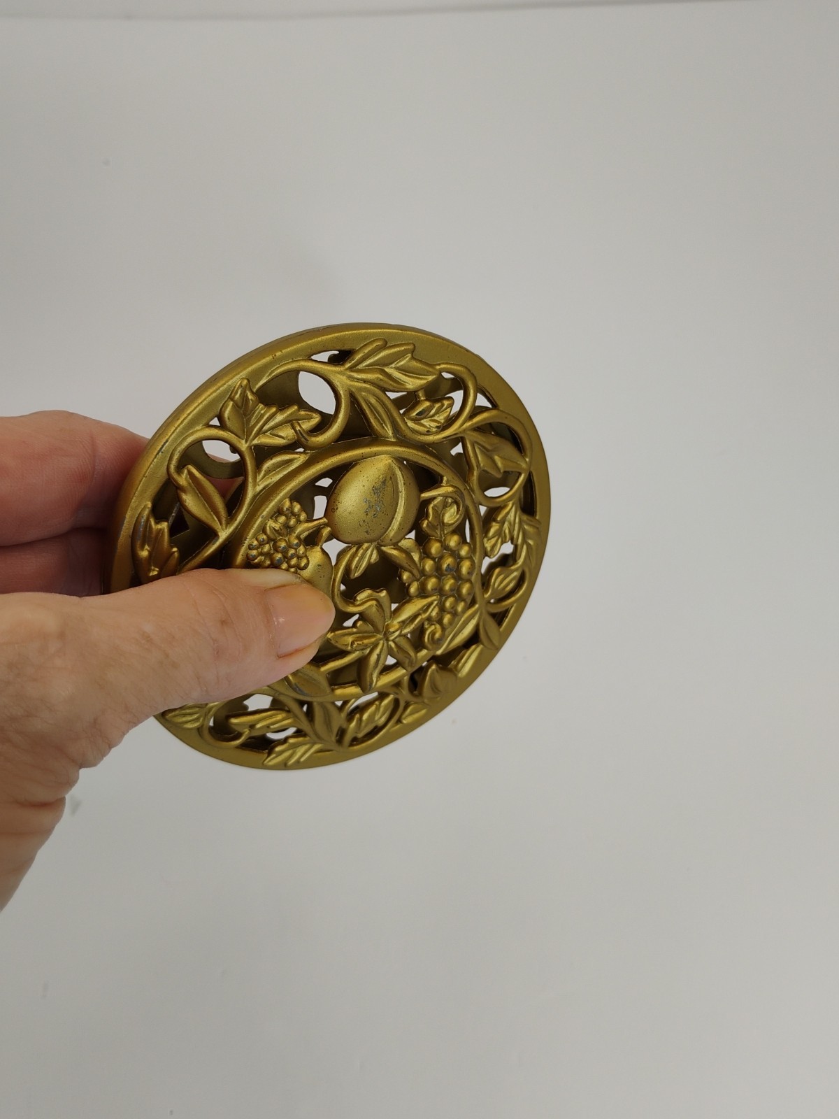 Potpourri Jar Bowl Metal Lid Gold 3.5" x 3.5” Fruit Decor Lot Of 2