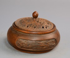 Exquisite Boxwood Dragon and Phoenix Incense Burner Decoration
