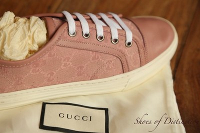 Gucci Pink GG Monogram Canvas Leather Trainers Ladies UK 2.5 US 5.5 EU 35.5
