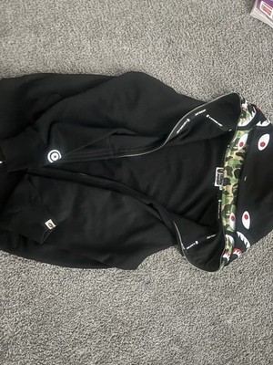 A Bathing Ape BAPE Men's Black Full Zip Hoodie Jacket Logo Streetwear