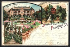 Lithographie Frankfurt-Westend, Palmengarten Gesellschaftshaus, Schweizer-u. Pa 