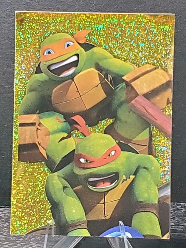 2013 Panini TMNT Album Stickers #189 Michelangelo/Rafael Gold Nickelodeon VG/EX