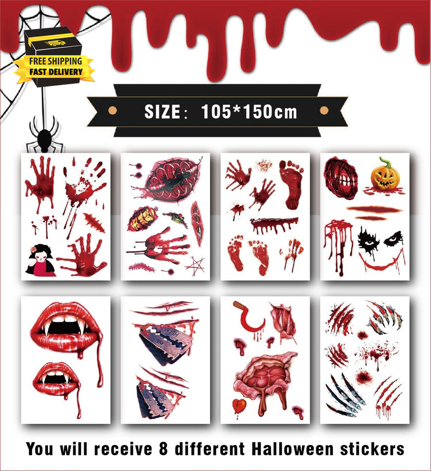 Halloween Temporary Tattoos,Halloween Face Tattoos,Fake Wounds,Fake ...