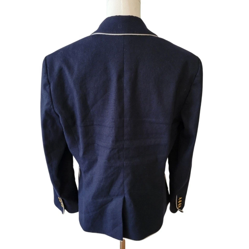 Chaqueta Blazer Ann Taylor Azul con Pipa Blanca Un Botón Talla 12 Foto 4 de 4