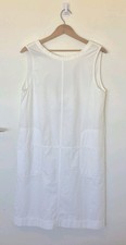Lee Mathews Size 10 Cool White Cotton Sleeveless Shift Dress