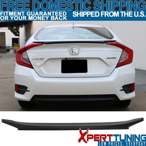 Fits 16-21 Honda Civic X 10th Sedan Factory Flush Mount Trunk Spoiler Wing - ABS