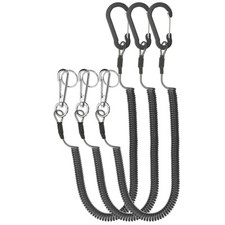 3pcs Retractable Spring Coil Straps, 10" Lanyard Cord with Rotatable Clip Black