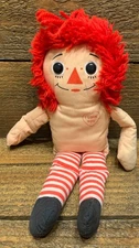 ESTATE Vintage 70'S RAGGEDY ANN Cloth Doll Stuffed Cloth Body RED Yarn Hair 11"