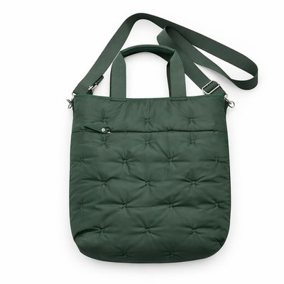 Laundry by Shelli Segal Quilted Puffer Crossbody Purse Green Detachable Strap