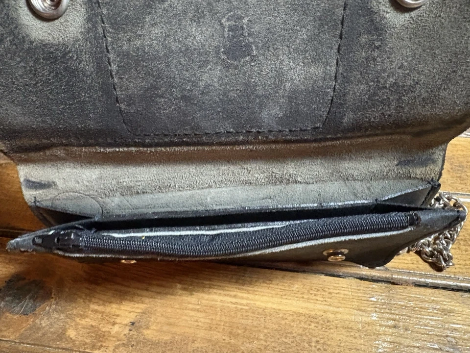 Carteira de Couro Vintage Harley-Davidson Motocicleta Preta Marrom com Corrente + Laço para Cinto - Imagem 4 de 4