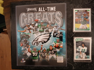 NFL's Philadelphia Eagle's  Commemorative  "All Time Greats"  2 Card Plaque