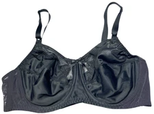 Bali Bra Women 36C Black Underwire 0180 Unlined Full Coverage Comfort U Classic