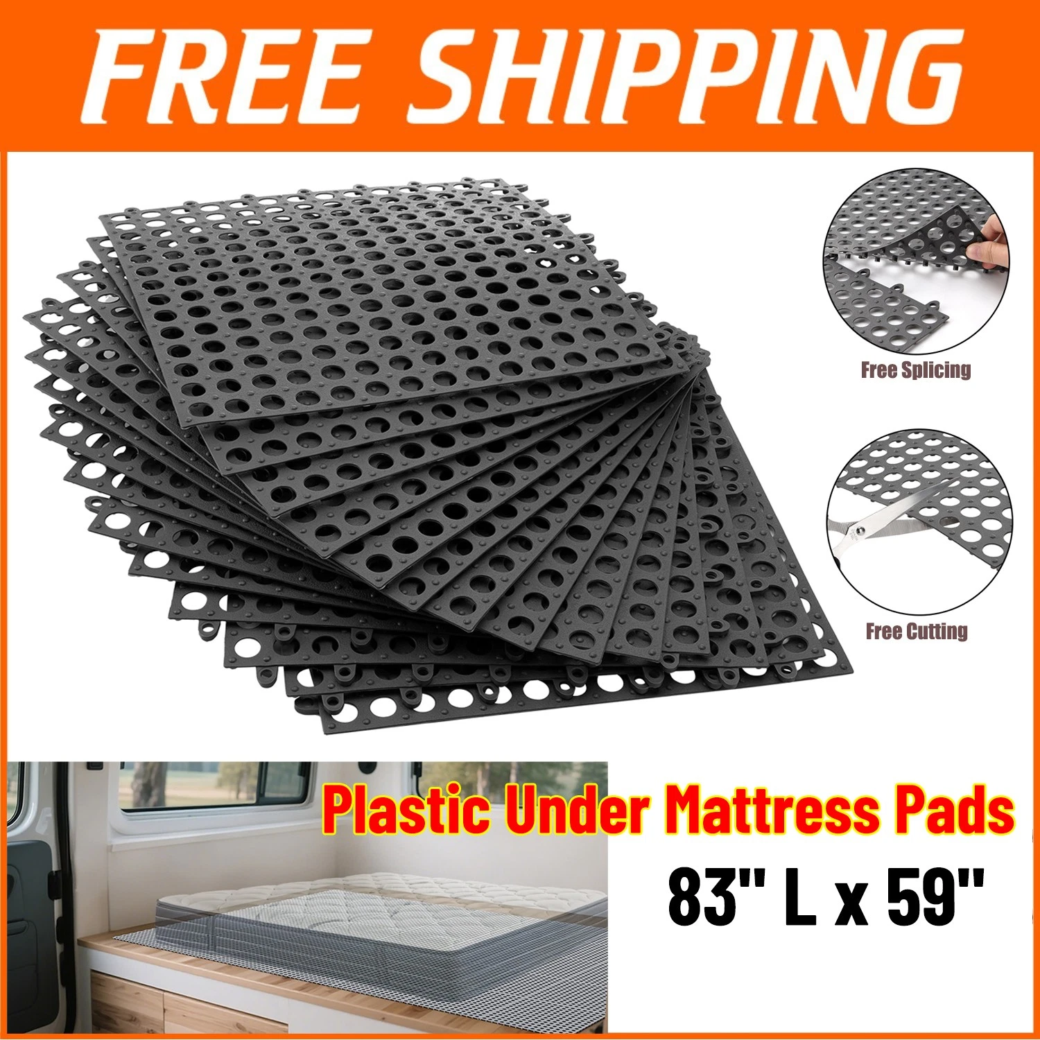 Interlocking Ventilated Mattress Pad 83" L x 59" for RV Boat Camper