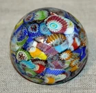 VINTAGE FRATELLI TOSO MURANO MURRINE MILLEFIORI ART GLASS ROUND PAPERWEIGHT