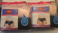 Hanes Women's 100 Cotton Briefs 2 Pack Lot of 2 - Total of 4 Size 8