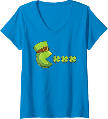 Saint Patricks Day Clovers Funny Cute Colors Present Ladies' V-Neck Tshirt