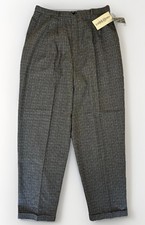 NOS VTG Grey Plaid Check High Waist Baggy Pleats Annie Hall Keaton Pants 28x28.5