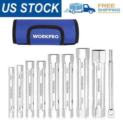 #ad WORKPRO 9 Piece Shower Valve Socket Wrench Set Durable High Quality Steel Blue $21.99