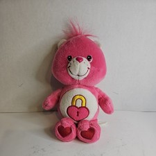 Care Bears 2004 Secret Bear Plush 8  Pink Bear With Pink Heart Lock Tummy t11
