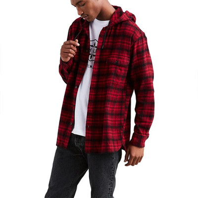 Levi s x Justin Timberlake Flannel Hoodie Jacke Rot Kariert M Neu