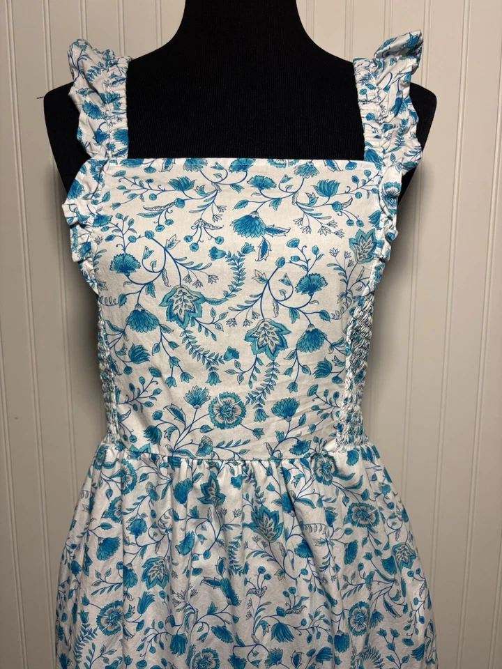 Draper James платье синий белый цветочный трепетать Midi женщин размер средний Cottagecore - Изображение 4 из 4