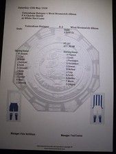 1920 FA Charity Shield Tottenham Hotspur v West Bromwich Albion matchsheet