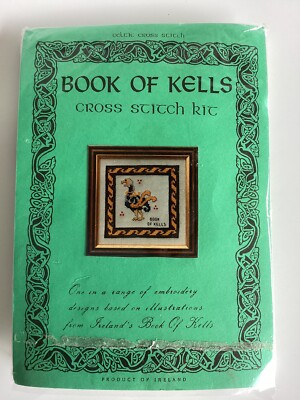 Book Of Kells Cross Stitch Kit Bird, Open  Package/ Unused Pre Cut Fabric = 18in