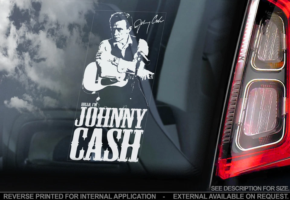 Adesivo Johnny Cash - decalcomania finestrino auto country rock & roll insegna musicale regalo -V01