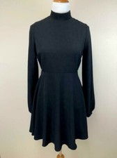 NEW Lulus M Black High Neck Keyhole Back Dress Puffy Sleeves