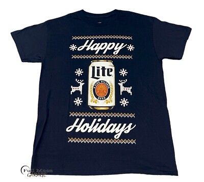 New Miller Lite Happy Holidays Christmas Beers Mens Classic T