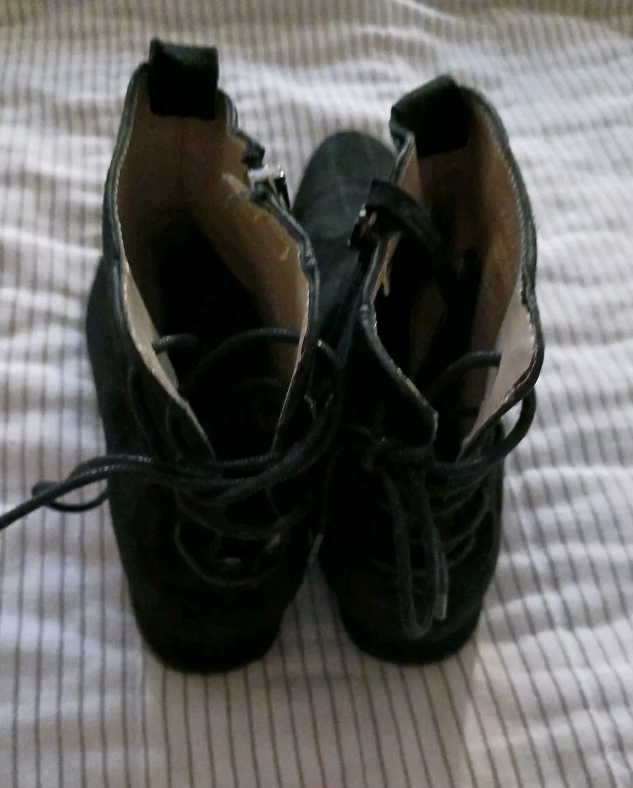 Zara basic collection fine black suede booties lo… - image 2