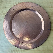 Vintage 1950s Hammered Copper Plate Serving Tray Dish Low Bowl Platter