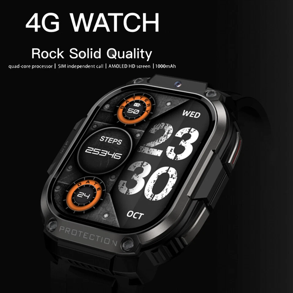 4G WiFi Smart Watch for Men GPS Android 8.1 Unlocked Phone Watch 2GB+16GB - Image 2 of 4