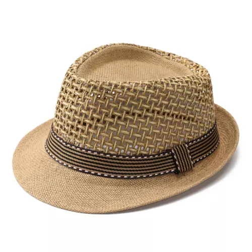 Straw Fedora Hat Trilby Cuban Sun Cap Panama Short Brim Floral Summer - Bild 17 von 21